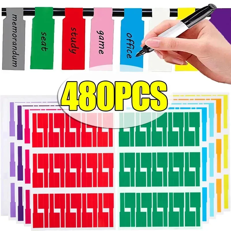 240/480pcs Self-Adhesive Cable Labels Colorful Waterproof Wire Marking Ties Laser Printer Stickers Fiber Wire Labels Organizers