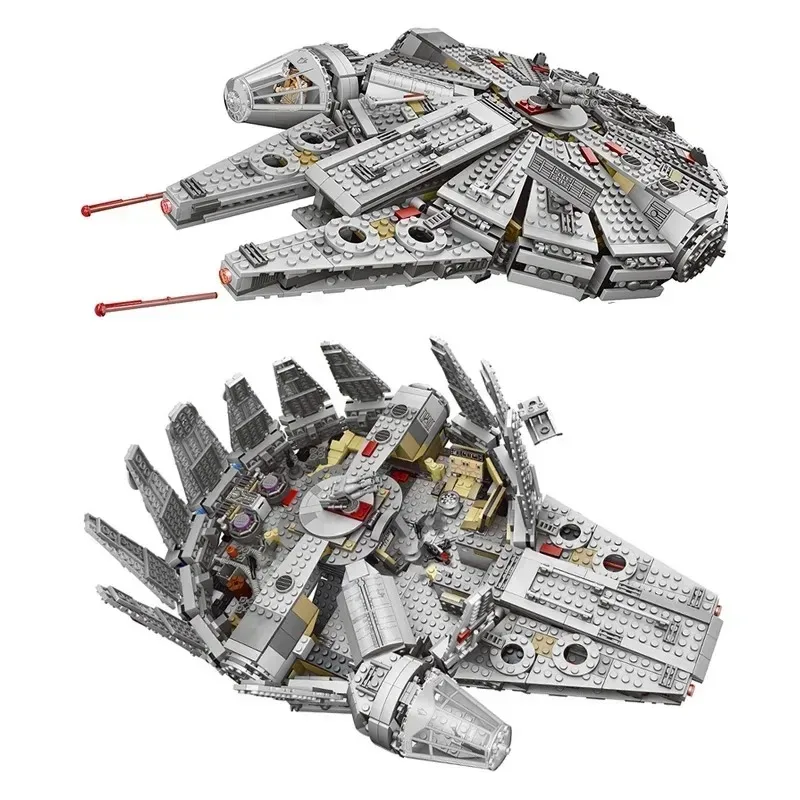 In Stock 1381 Pcs Space Millennium War Ship Spacecraft Set Falcon Alien MINI 75105 Figure Model Building Blocks Bricks Toy Gift
