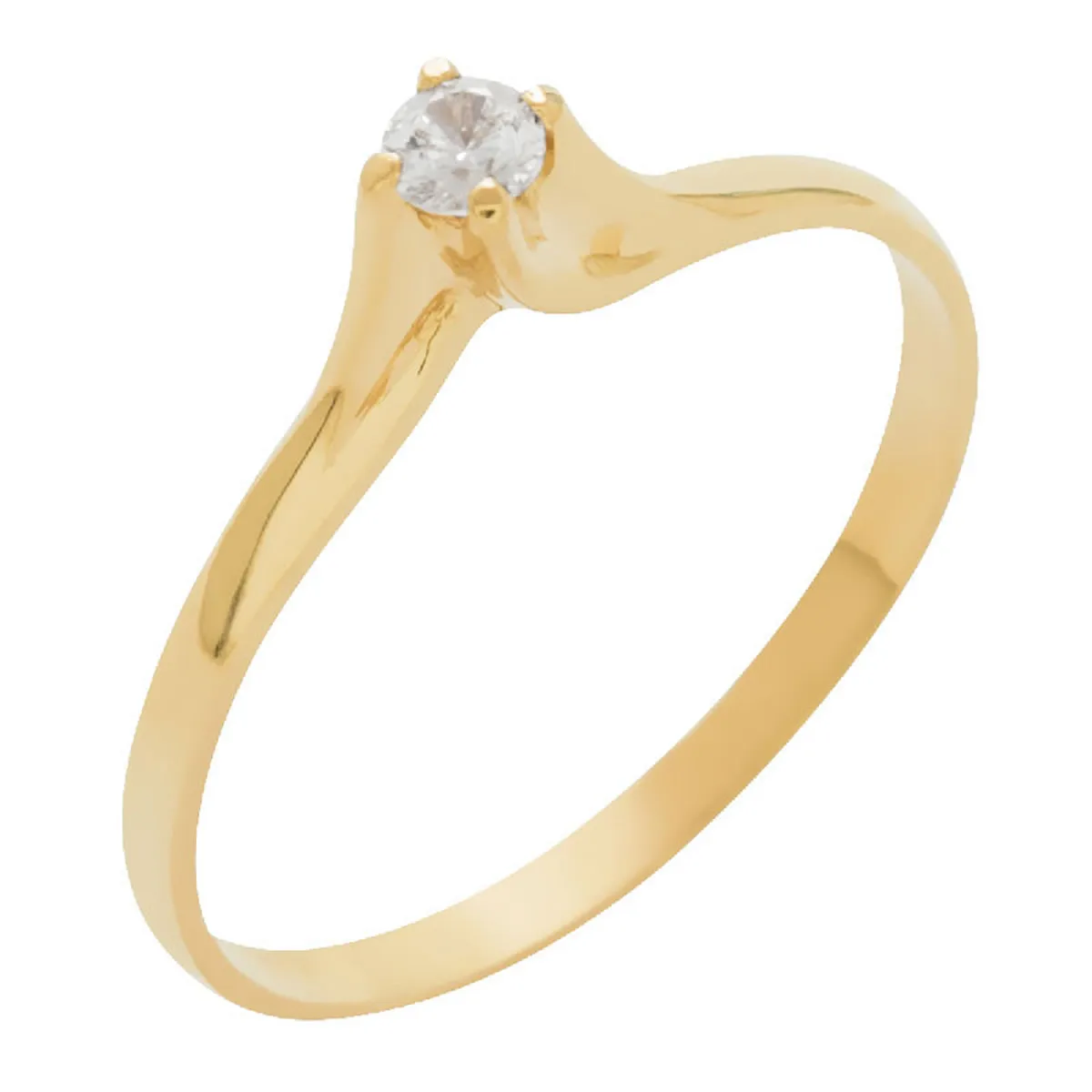 Silver Solitario Ring With Zirconia Gold Plated