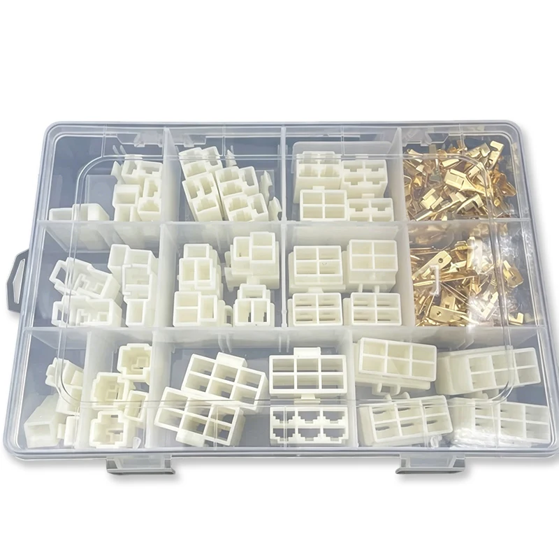 6.3 mm Automotive Quick‑Disconnect 1‑6Pin Connector Kit With Male & Female Housings And Brass Crimp Terminals