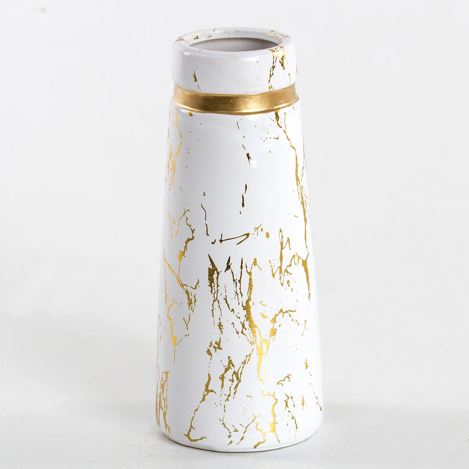 Euro Flora gilded ceramic vase 8,5x20 Cm