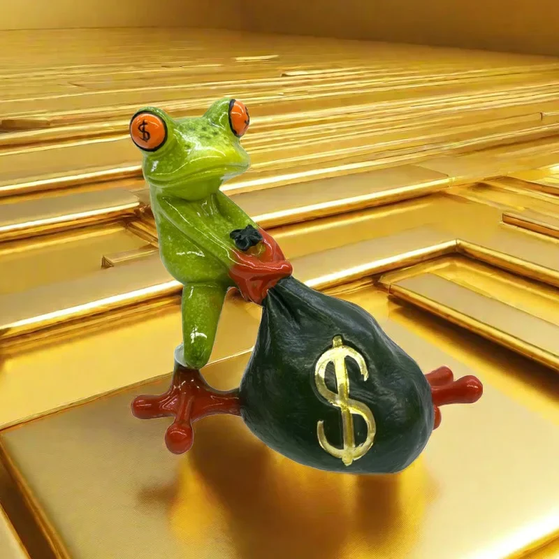 Funny Move Money Frogs Statue Resin Frog Figurine Creative Dollar Home Decorations Office Desk Fortune Ornaments