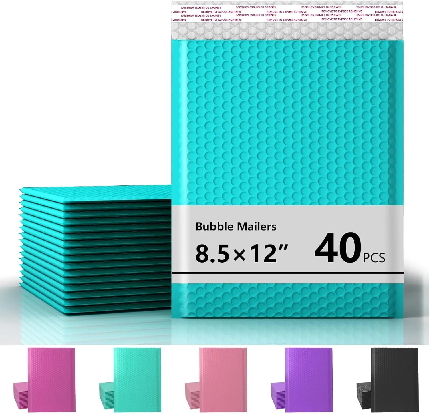 

40 Pack Minty Blue Bubble Mailers 8.5x11, Waterproof Padded Envelopes with Strong Self-Seal, Cushioning Shipping Bags for Small Business
