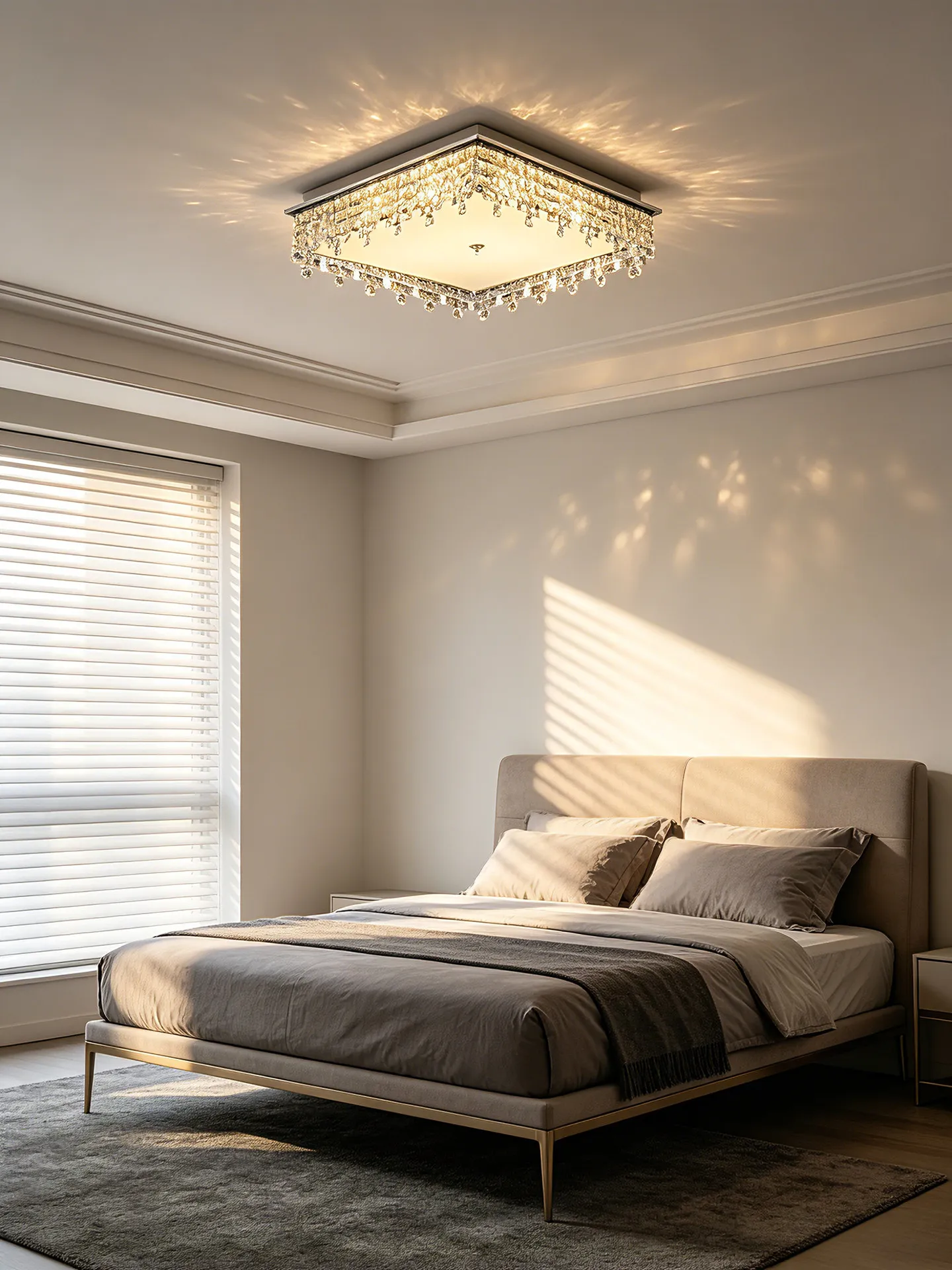 Modern Simple Square Led Crystal Ceiling Ceiling Light Home Decoration Villa Living Room Bedroom Light Fixtures