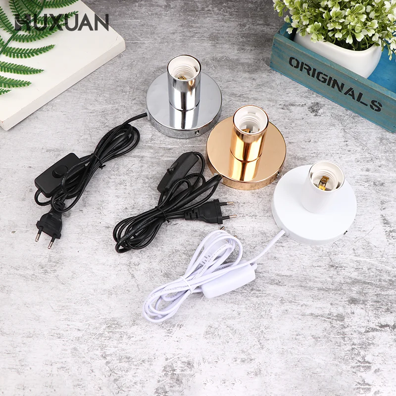 Polished Metal Desktop Lamp Base Night Light With Line Lamp Head e27 Lamp Socket Lamp Seat Table Lamp Bar Cafe Disinfection Lamp