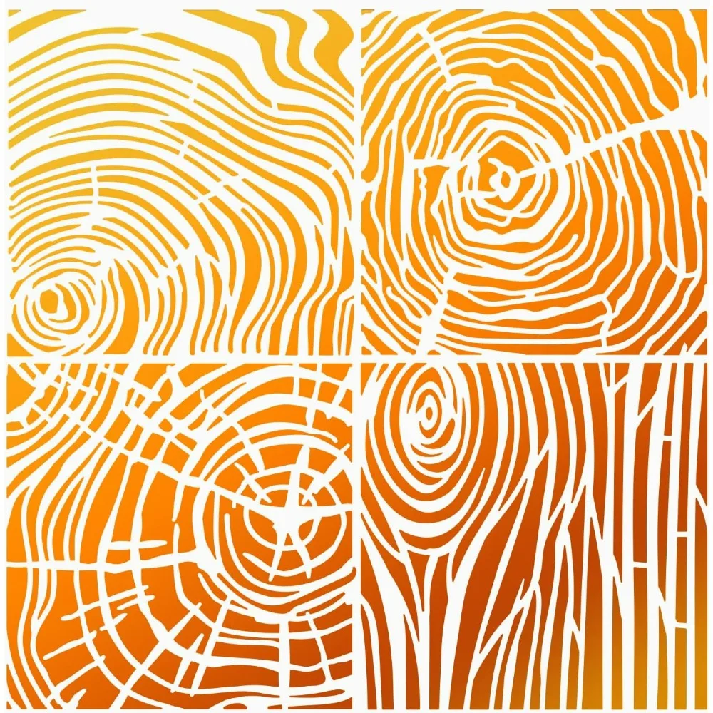 Wood Grain Stencil 11.8x11.8 inch Woodgrain Stencils Template Plastic Annual Rings Pattern Painting Stencil Large Reusable DIY