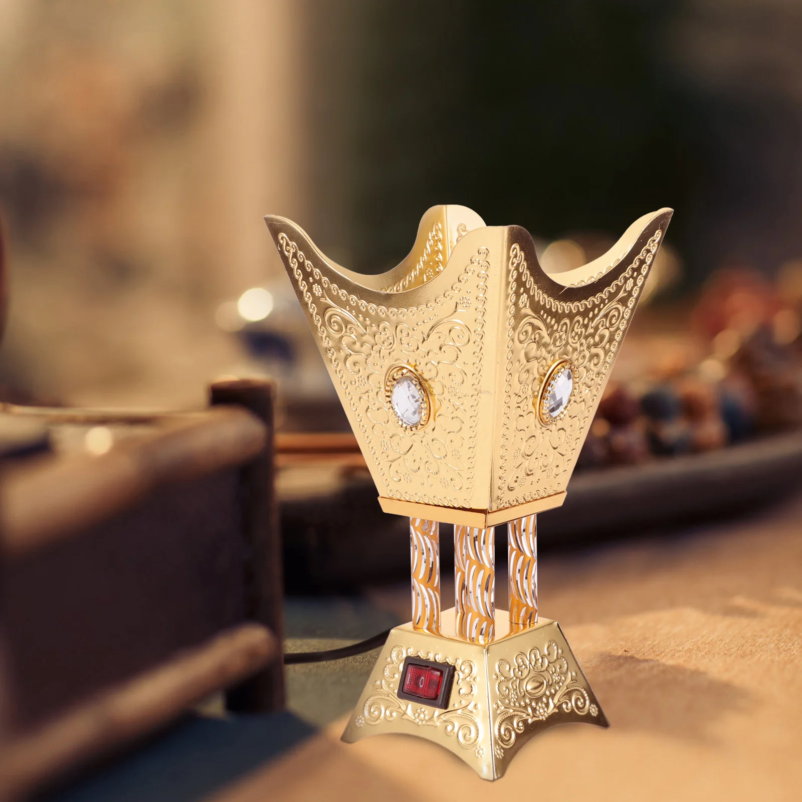 

Electric Incense Burner Metal Censer Holder Vintage Aroma Stove Eu Plug Portable for Home Relaxation Decoration