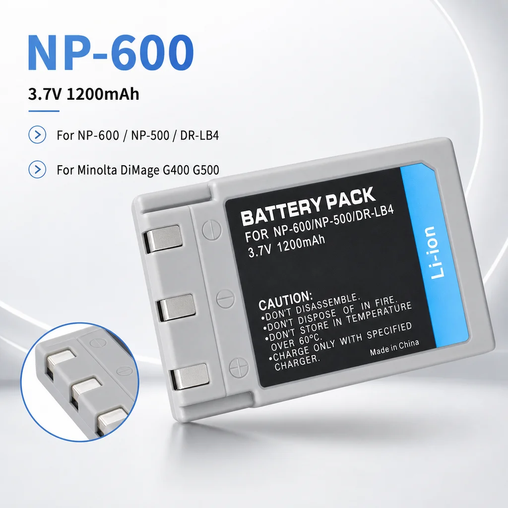 Camera Battery NP-600 NP-500 DR-LB84 1200mAh Replacement For Minolta DiMage G400 G500 G600 Konica