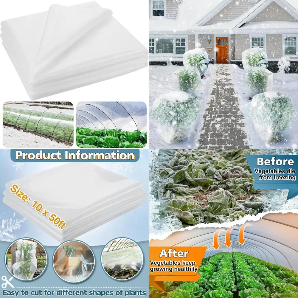 

10x50ft Clear Plastic Plant Cover for Outdoor Garden Protection Against Frost and Freeze