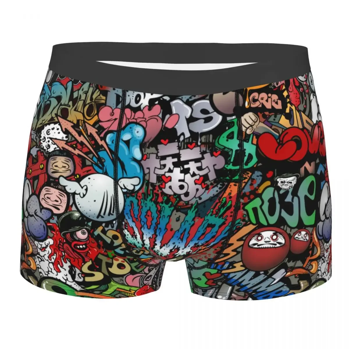 Custom 70s Retro Comic Graffiti Print Boxer Shorts For Men Sexy Comic Street Art Underwear Panties Briefs Stretch Underpants