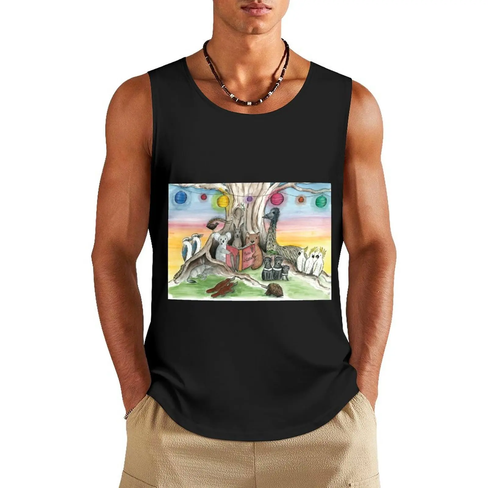 

Bush Lullabies With Australian Native Animals Tank Top man vest Men's clothes luxury style sleeveless jackets