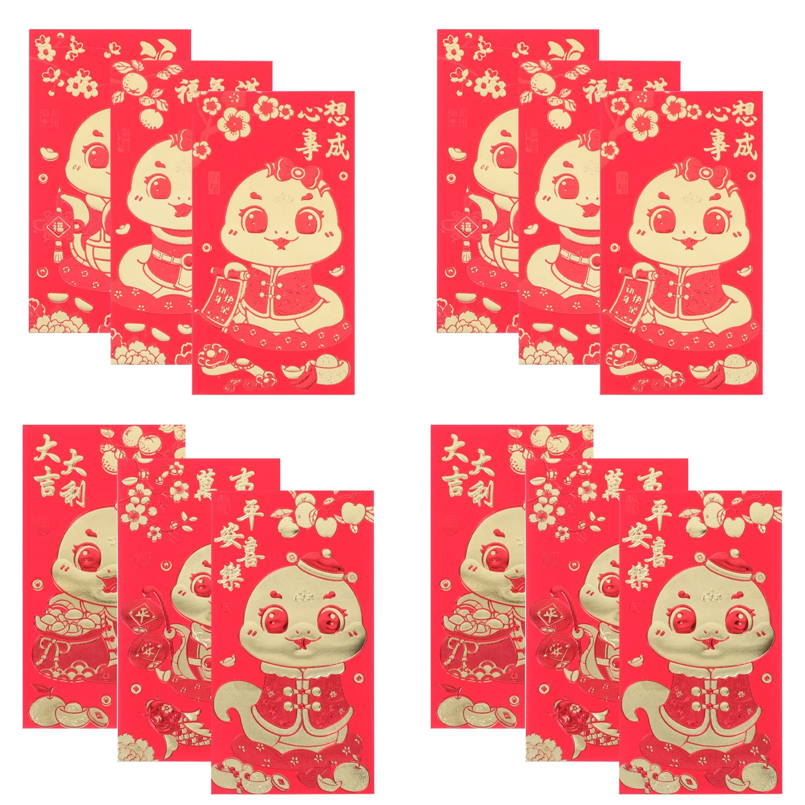 

36Pcs Snake Year Red Packets 2025 Vietnamese Lunar New Year Money Envelopes Spring Festival Money Pouches Red Packets