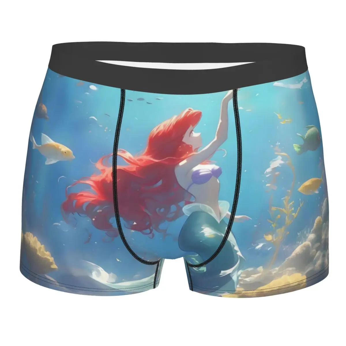 

Нижнее белье «Русалочка» на заказ, мужские трусы-боксеры с принтом Kawaii Princess, шорты, мягкие трусы