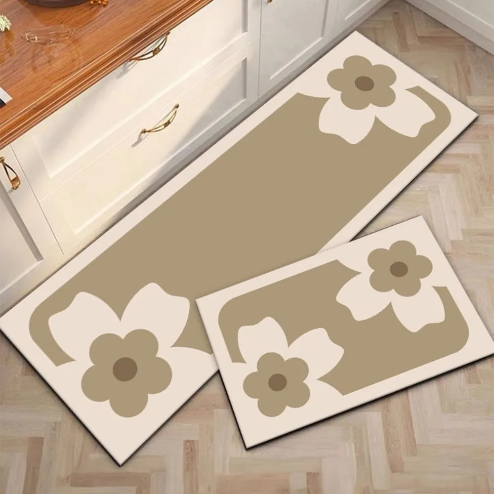 

Household Geometry Pattern Kitchen Floor Mat Extended Anti-Slip Bathroom Mat Thickened Soft Kitchen Carpet Corridor