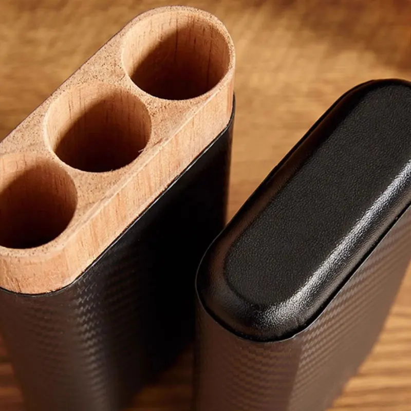 

Cigar Case 3- cigars tubes Leather Travel Portable Humidor with Cedar Wood Lined with Stainless Steel Cigars Cutter