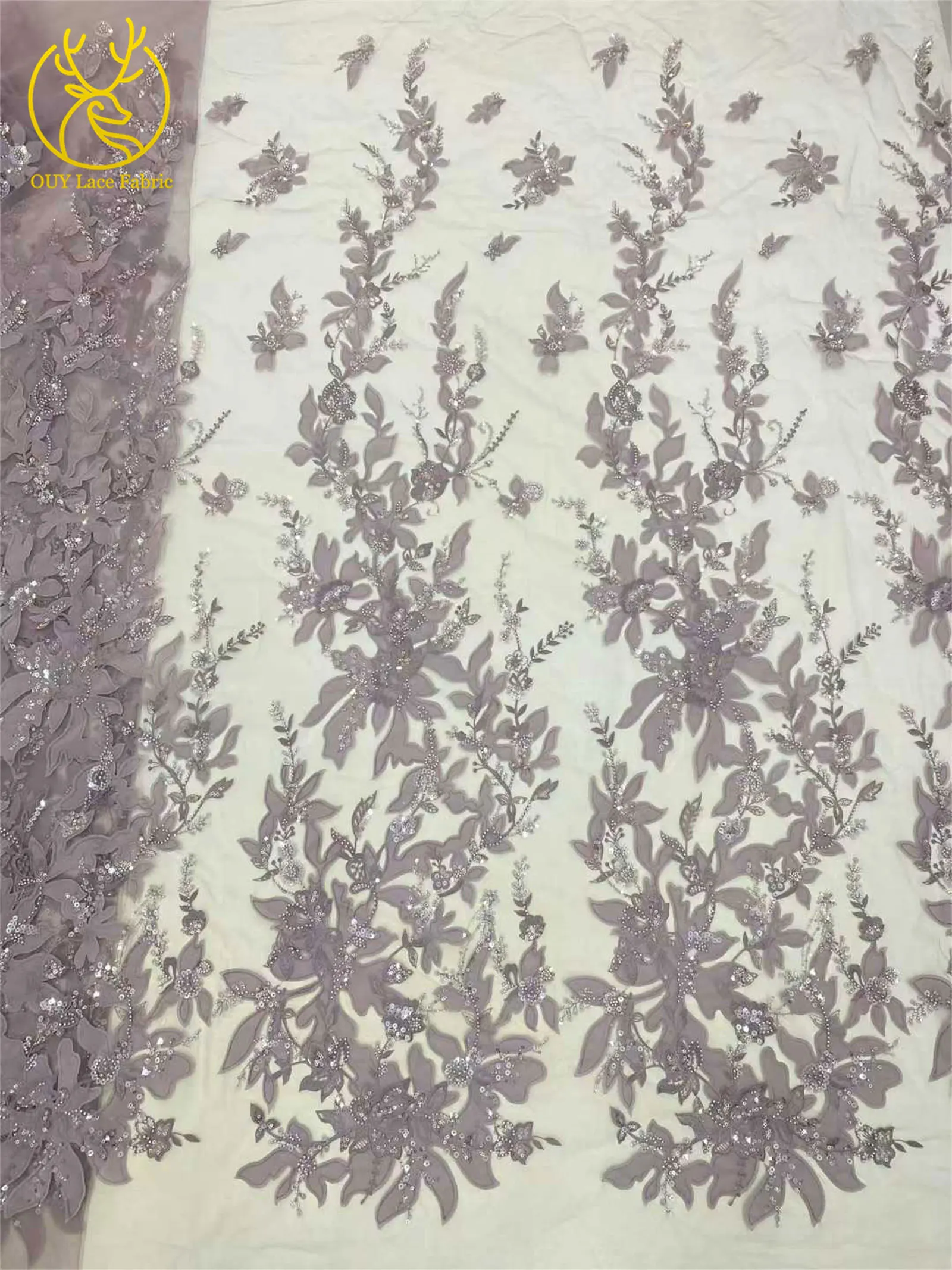 2025 African Beaded Decoration Mesh Design Lace Fabric 5 Yards French Sequin Lace Decoration For Exquisite Wedding Party Dresses