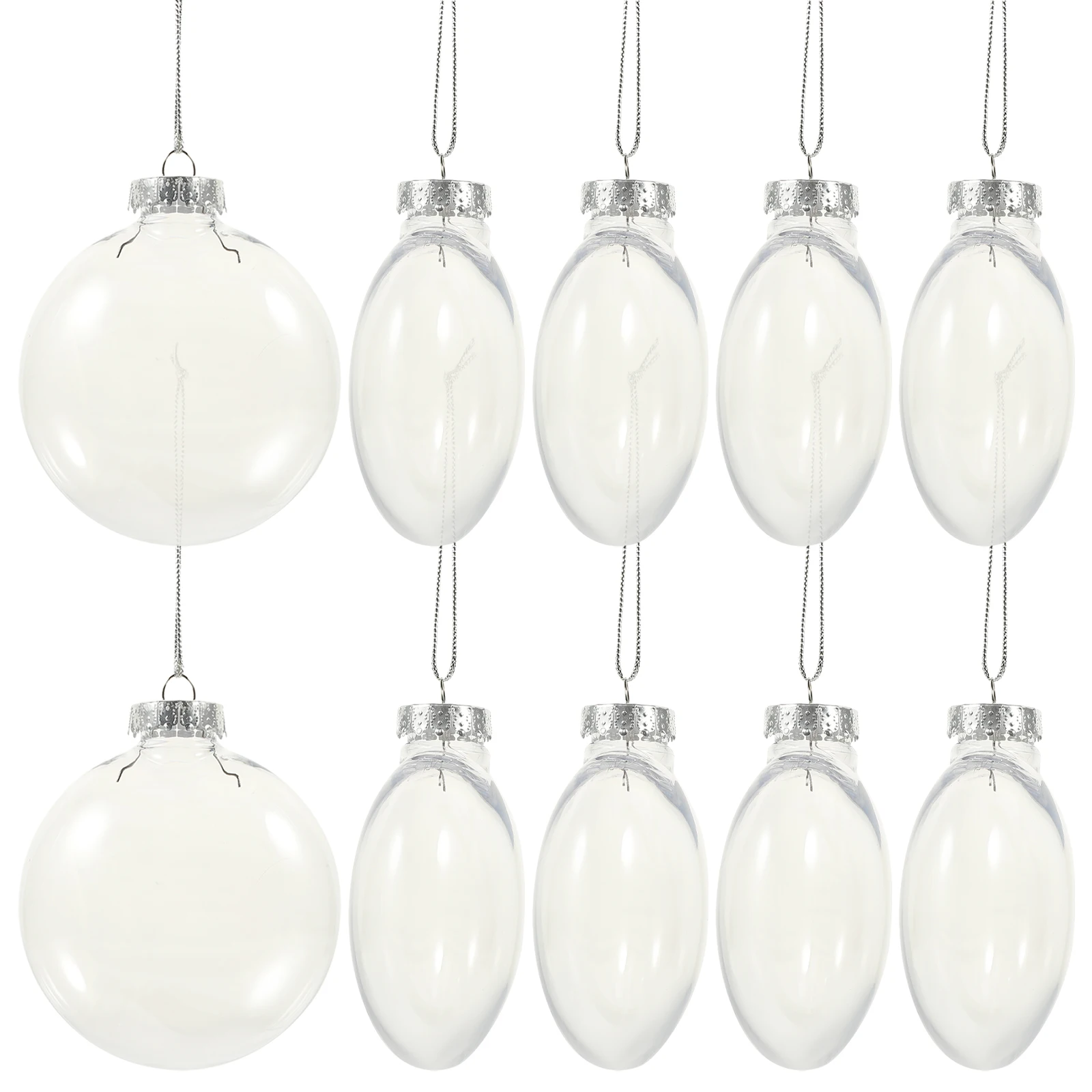 

10pcs 6cm Transparent Flat Ball Christmas Decoration DIY Craft Fillable Clear Ornaments PET Plastic Candy Boxes