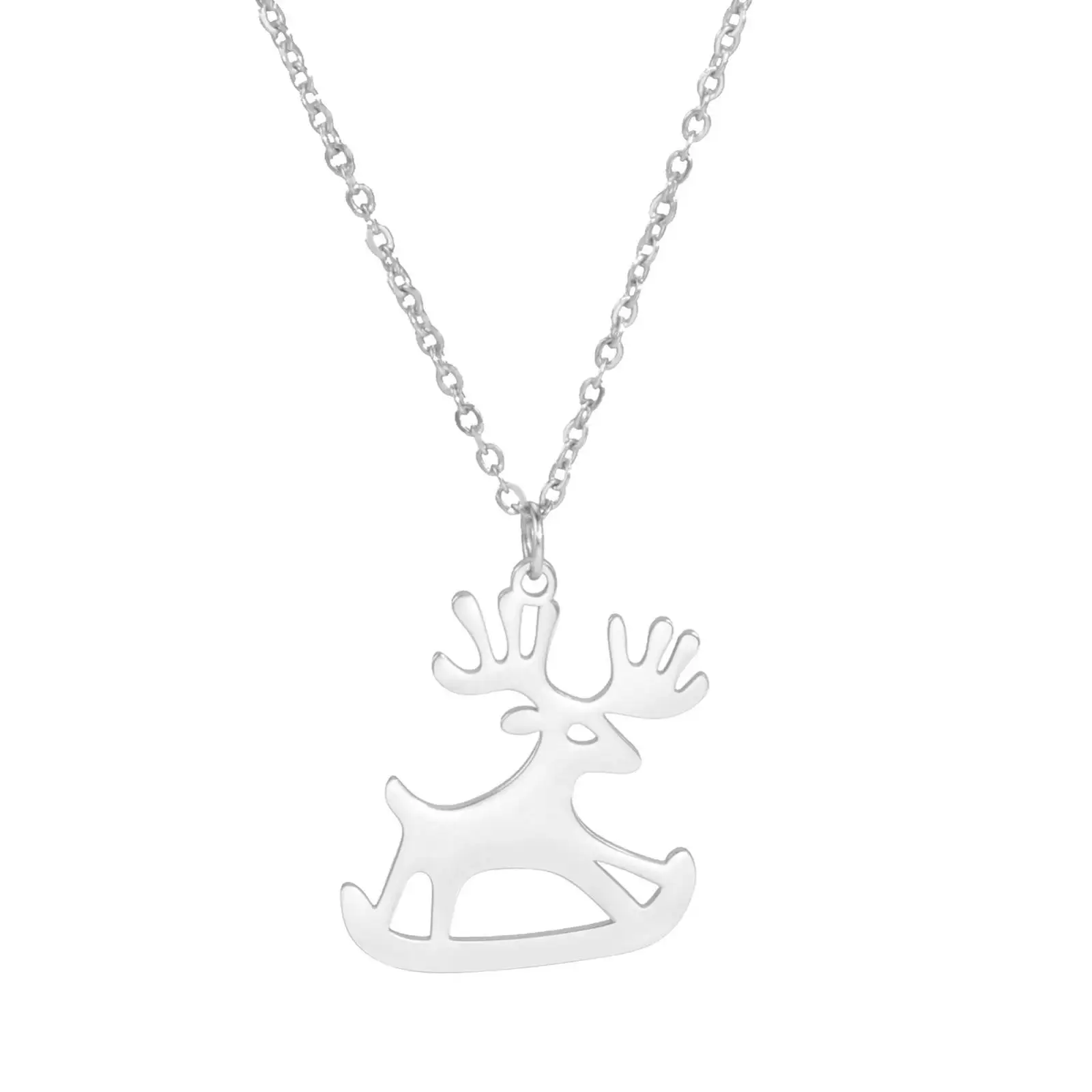 عيد الميلاد مزلقة الرنة قلادة قلادة النساء الرجال هدية مجوهرات من صلب لا يصدأ