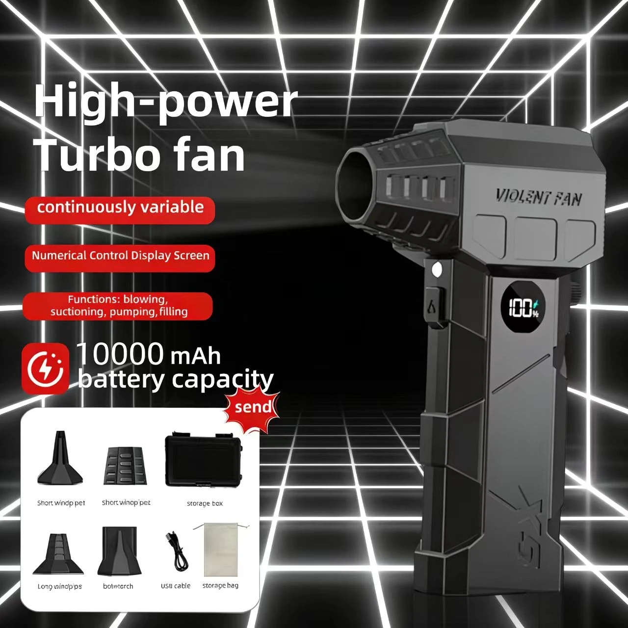 

НОВИНКА 2025: Высокопроизводительный портативный ручной вентилятор X5 для уборки автомобилей и парикмахерских работ, турбинный вентилятор