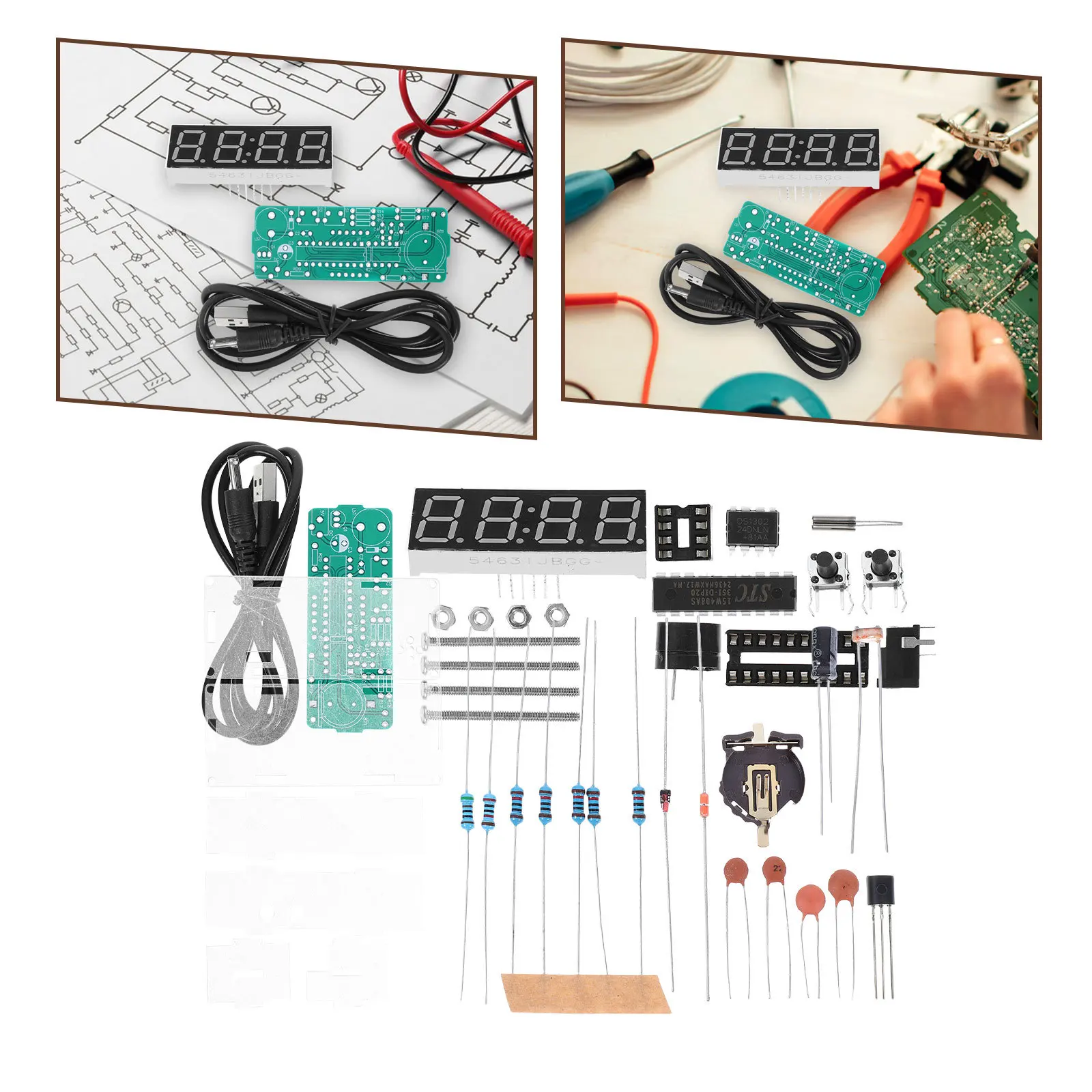 

Digital DIY Clock Kit Electronic Soldering Project Temperature Date Display for Home Office Laboratory Cordless Soldering Iron