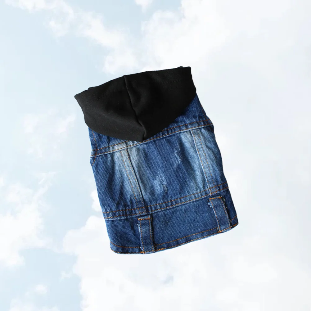 

Pet Vest For Dogs Cats Retro Denim Jacket Summer Cool Dog Apparel With Knitted Hat Size L Black Pet Supplies