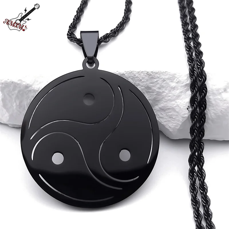 Bdsm Triskelion Symbol Pendant Necklace for Women Men  Stainless Steel Black Color Fifty Shades of Grey Necklace Jewelry N8096S0