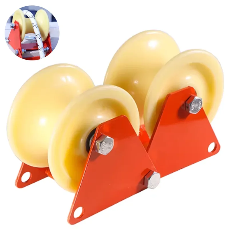 Manual Double Pulley Rope Retriever Rope Guide Roller for High Altitude Work Rope Take-Up Release Corner Protector Rope Saver