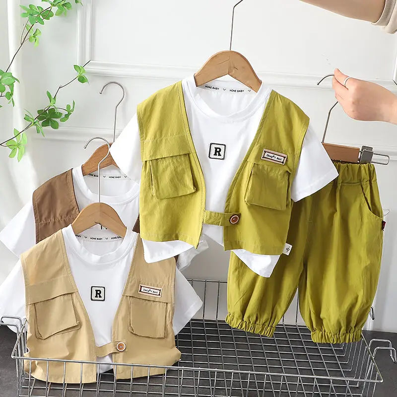 New Summer Baby Clothes Suit Children Boys Girls Gentleman T Shirt Shorts 2Pcs/Set Toddler Casual Clothing Infant Kids Tracksuit