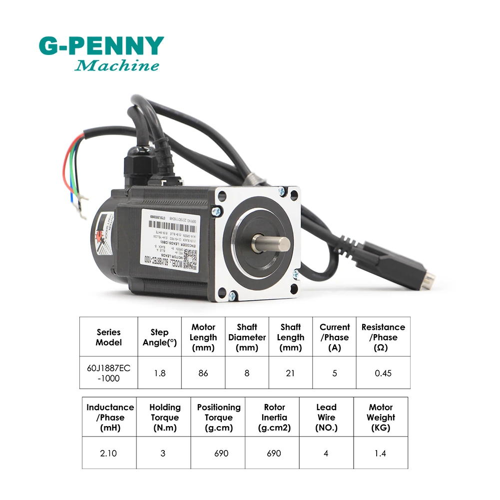 Nema24 Closed Loop Stepper Motor 3.0N.m 4 wires 428Oz-in D=8mm Nema 24 60mm Closed Loop Stepping Motor Servo Stepper Motor