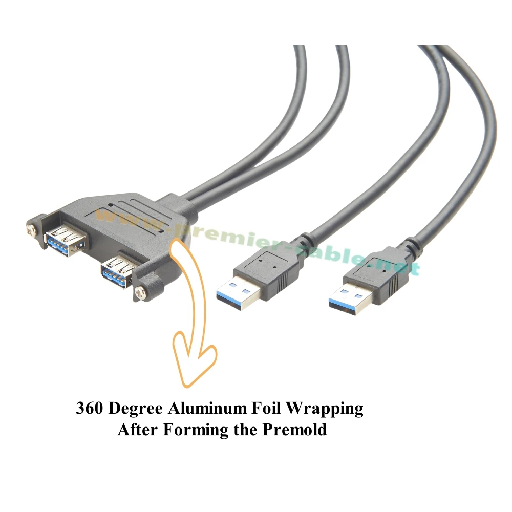 منافذ مزدوجة USB 3.0 برغي لوحة جبل تمديد كابل نوع ذكر إلى أنثى شفة الهيكل كابل 5Gbps نقل البيانات للسيارة