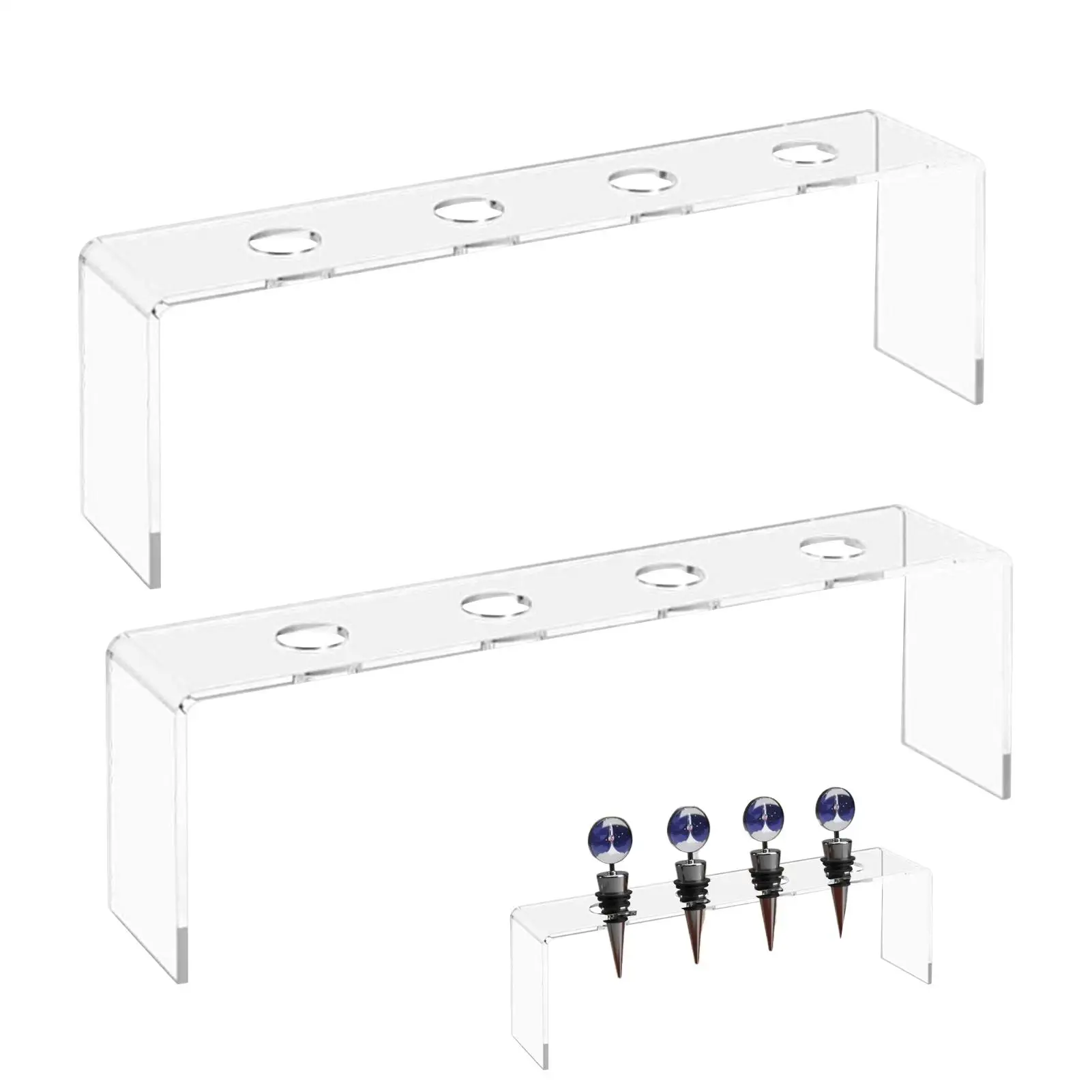 2pcs Wine Bottle Cap Display Rack 4-slot Acrylic Clear Wine Bottle Cap Storage Rack Wine Bottle Cap And Stopper Storage Rack