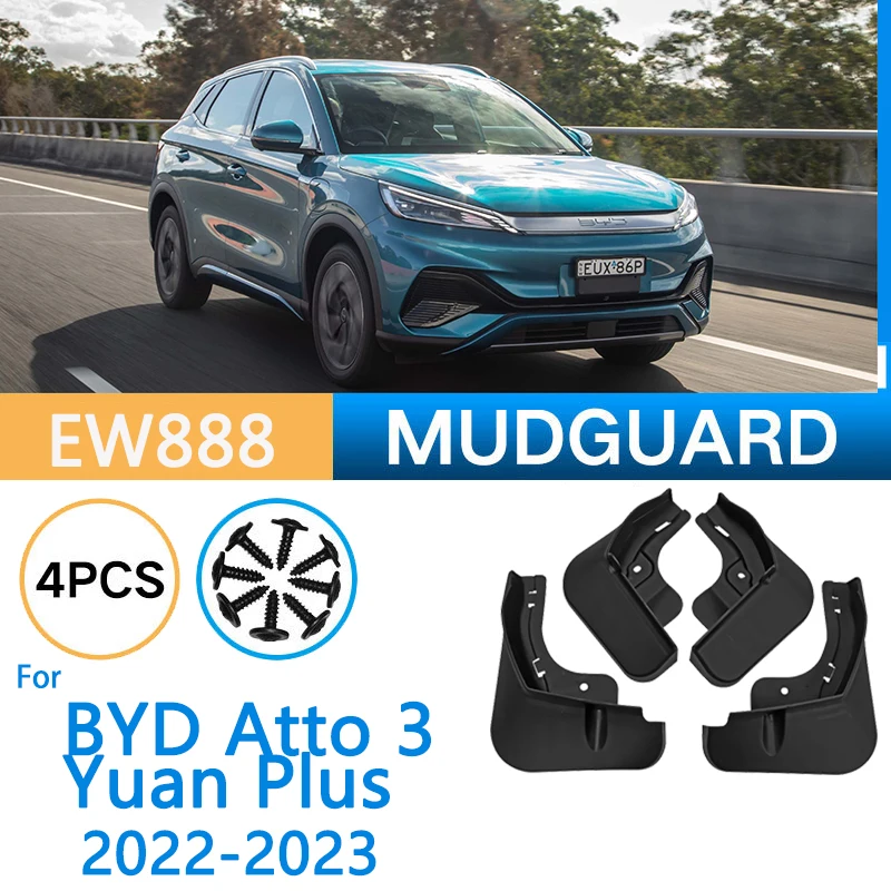 

4pcs Car Fender for BYD Atto 3 Yuan Plus 2022 2023 Auto Mud Flaps Guard Wheel Front Rear Splash Flap Car Accessorie Anti-dirty