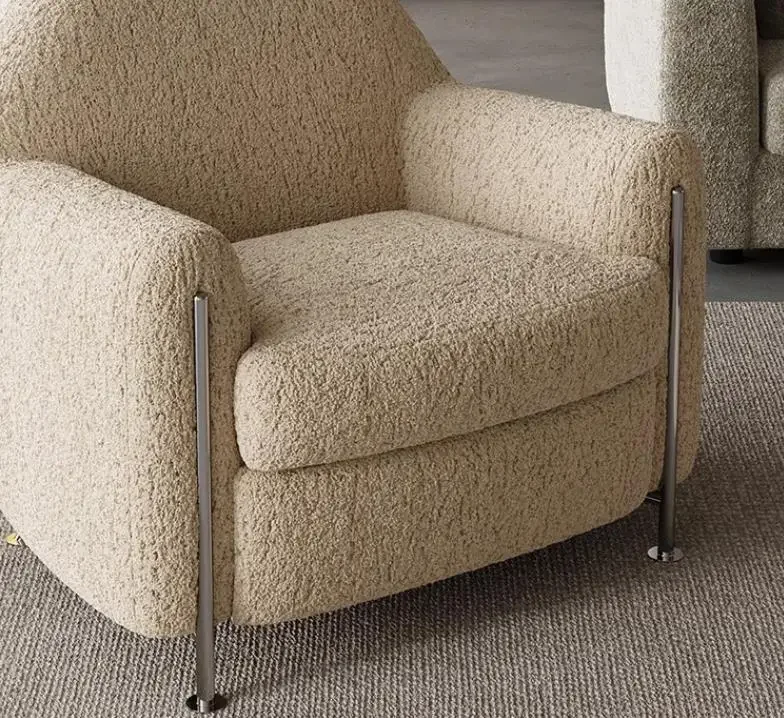 For High-End Casual Wabi-Sabi Wind Single Sofa Chair Lamb Velvet Light Luxury Designer Solid Wood Dining High-Achieving Luxury