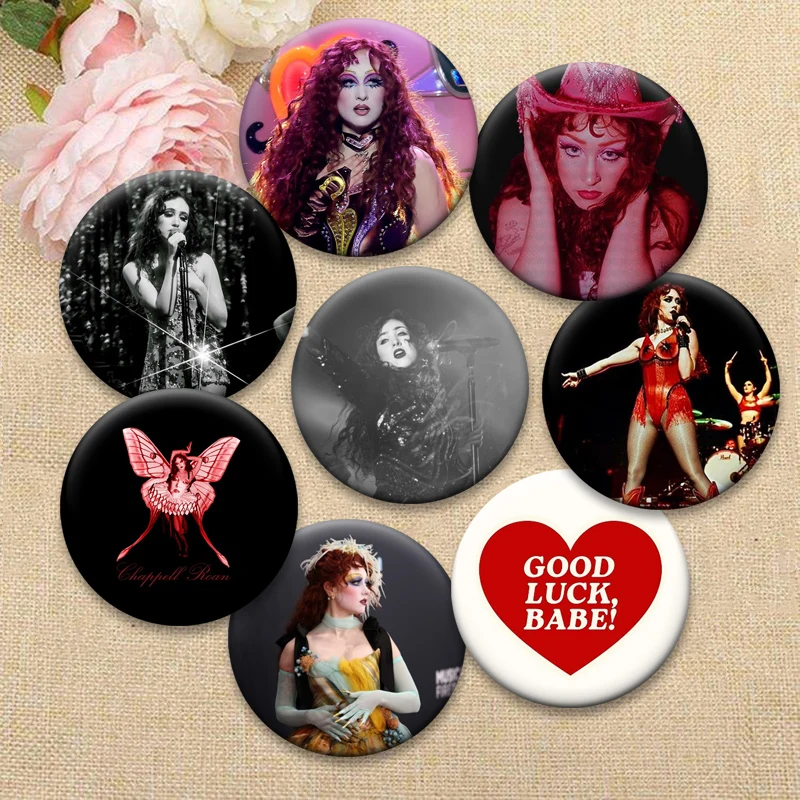

58mm Music Singer Beautiful Brooches Chappell Roan Midwest Princess Badge Exquisite Round Pins for Backpack Clothes Jewelry Bag