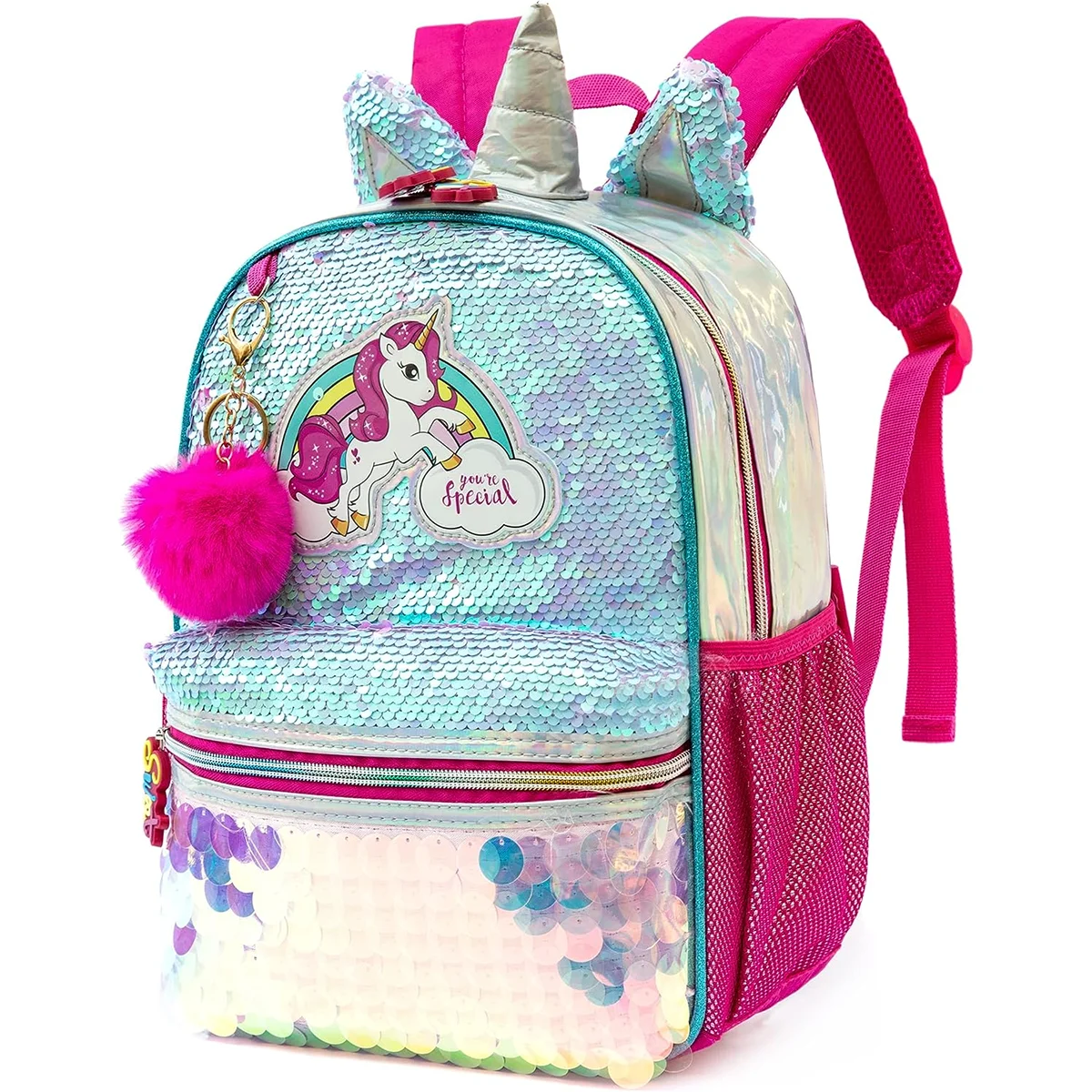 13‘’ Backpack for Girls Kindergarten Bag Sequins Kindergarten Primary School Backpack Girl School Bag