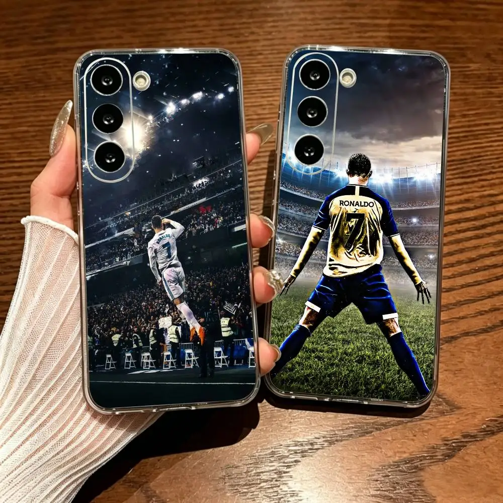 Cristiano Ronaldo Siuuu Celebration Precise Hole Transparent Printed Phone Case For Samsung Galaxy A73/A72/A71/A53/A52/A51/A22/A