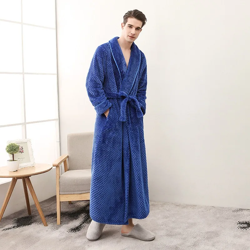 Fashionable Loose Couple Medium Thick Large Bathrobe Autumn and Winter New Casual Extended Pajamas