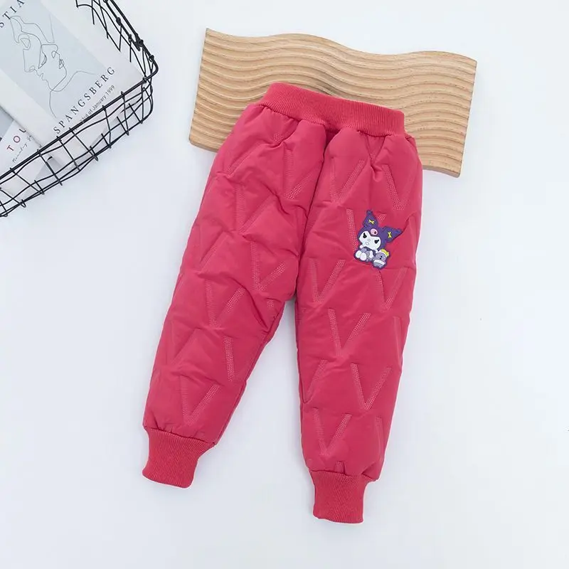 Kuromi Anime Kawaii MINISO Ins Warm Casual Children Cotton Pants Cute Thick Winter Loose Trousers Clothing Gifts for Kids