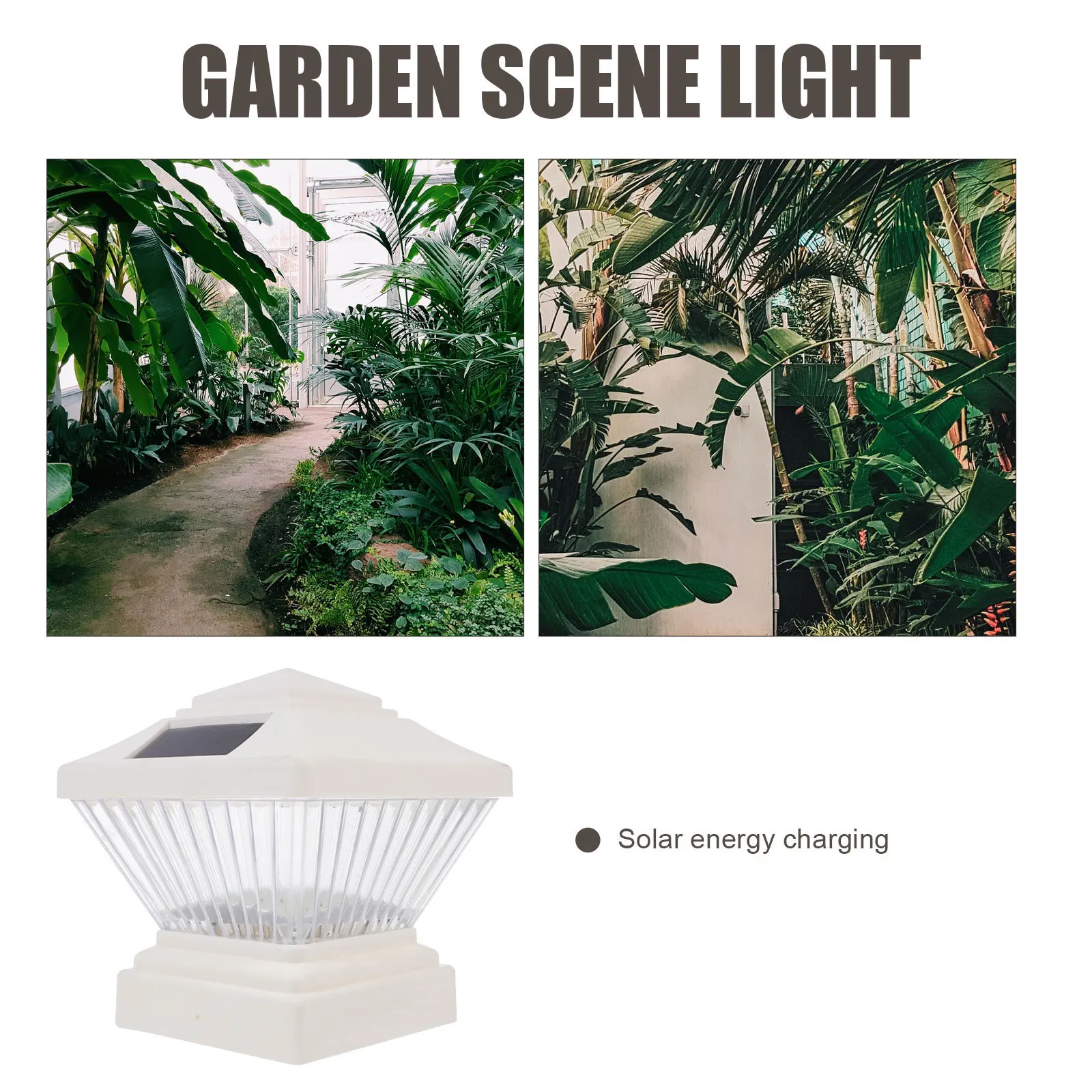

2Pcs Solar Pillar Lamp LED Waterproof Outdoor Scene Light Longlasting Plastic Garden Fence Post Lantern Lighting