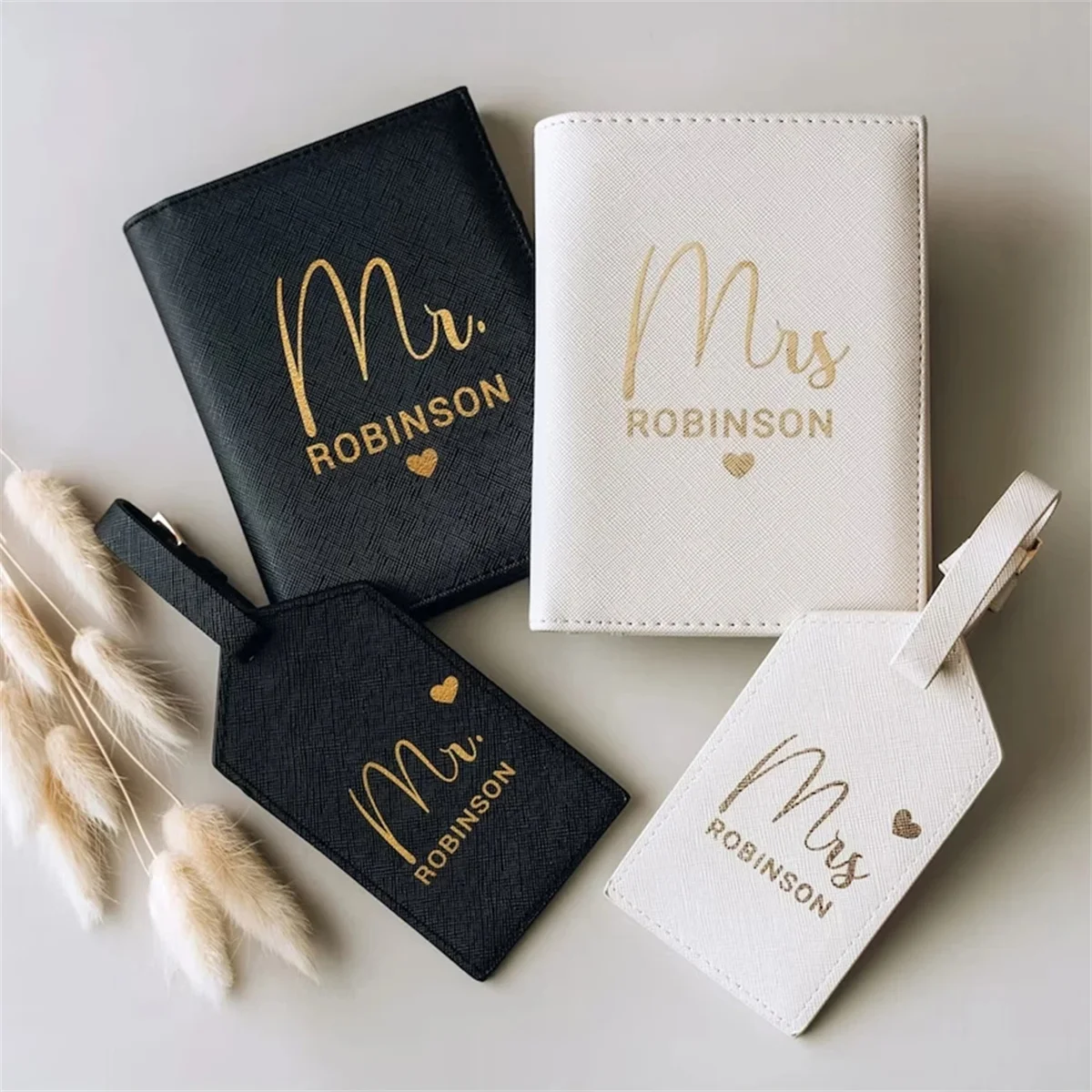 Personalised Passport Holder Custom Mr & Mrs Bridal Party Gifts Boutique Travel Set Luggage Tag Honeymoon Valentines Gift