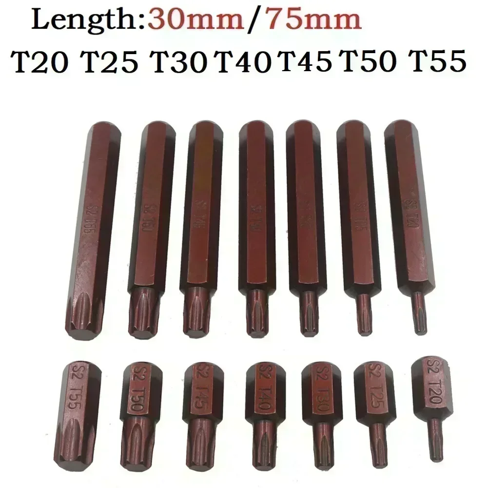 1 шт. электрическая отвертка Torx Star 30/75 мм с шестигранным хвостовиком T20/T25/T30/T40/T45/T50/T55 винт Reomaval ручные инструменты ремонтный комплект бит