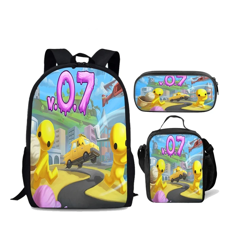 Wobbly Life Schoolbag Backpack Lunch Bag Pencil Case Set Gift for Kids Students