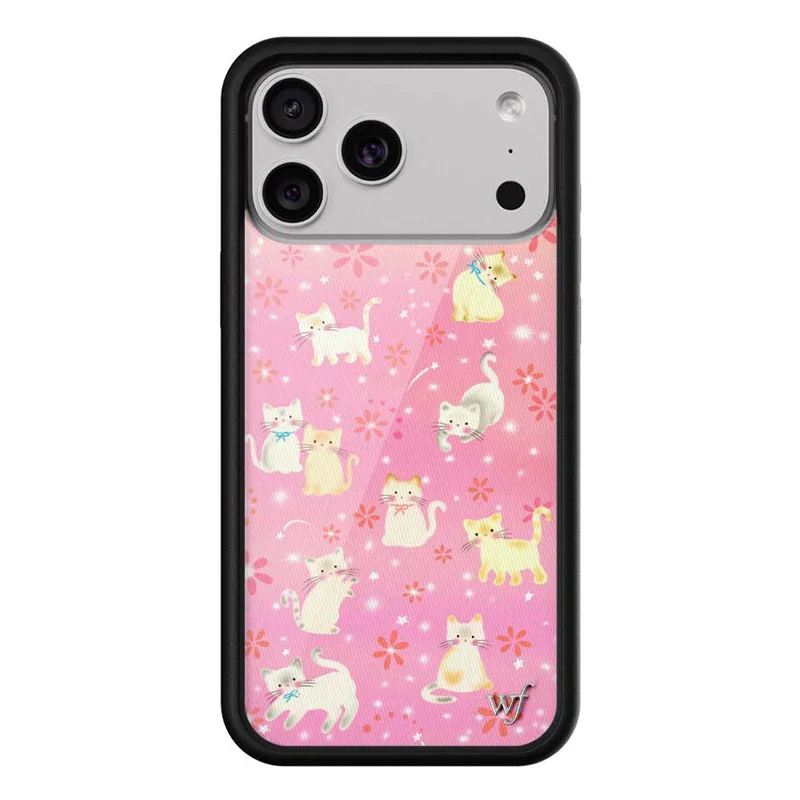 Etui na telefon z motywem dzikich kwiatów, Claire Drake, do iPhone 11 12 13 14 15 16 17 18 Pro Max Plus, urocze, kreskówkowe, różowe kotki, błyszczące gwiazdki. — zdjęcie produktu 6