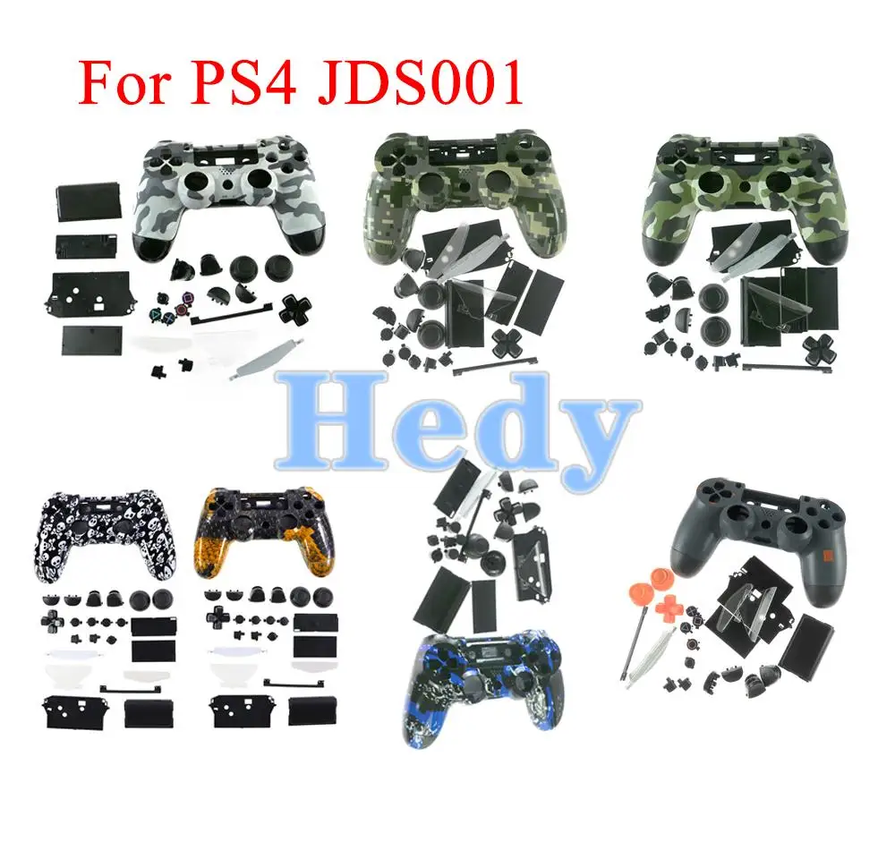 1 Juego de funda carcasa completa con botón para PS4 2,0 JDS 001 JDM 011 cubierta frontal trasera para controlador Sony PS4
