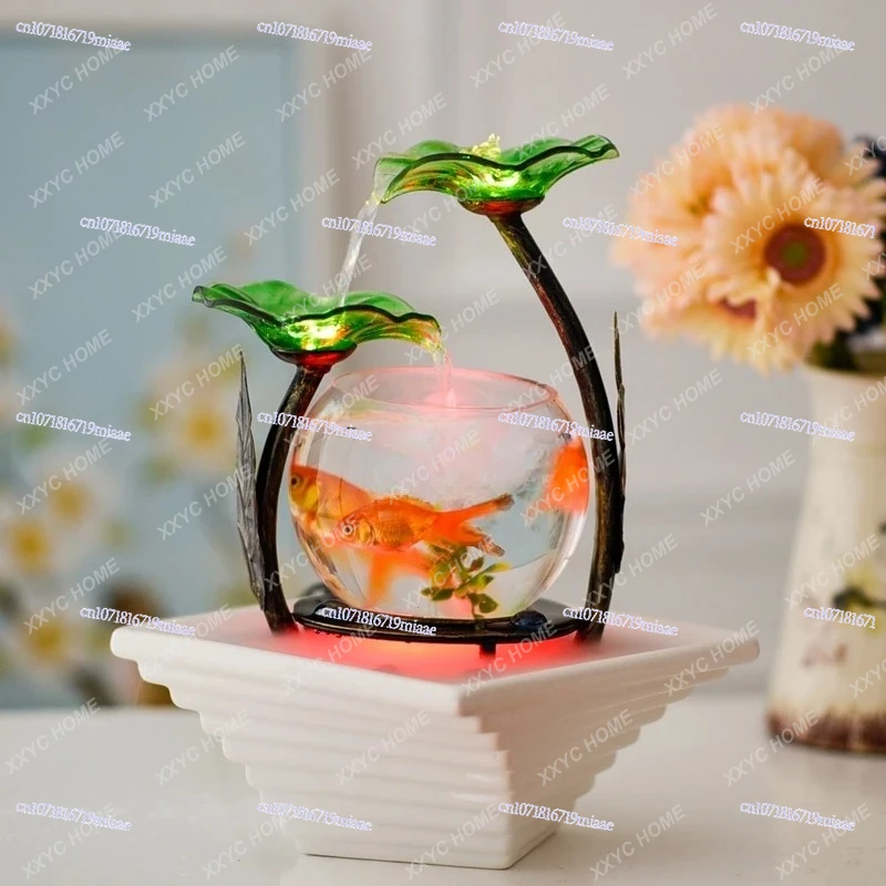 

Circulating Water Fountain Desktop Small Fish Tank Ornament Home Living Room TV Cabinet Decoration Lucky Feng Shui Wheel