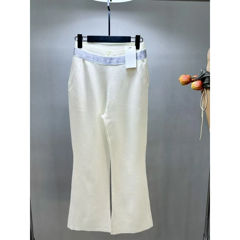 

24 autumn new women's golf clothing casual solid color letter knitted trousers versatile sports