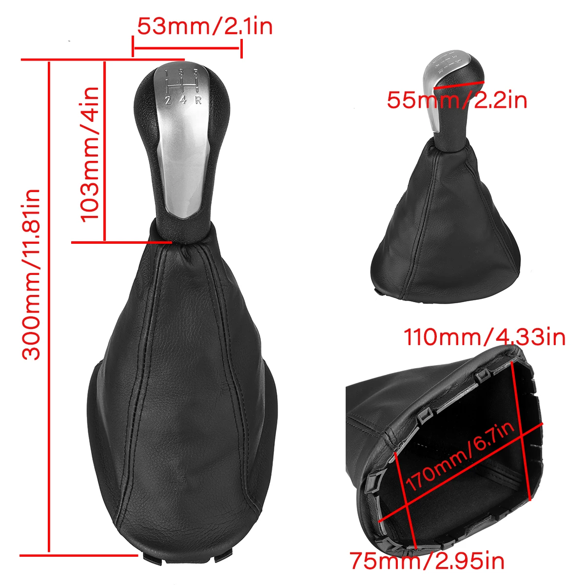 5 Speed Gear Shift Knob w/PU Leather Gaiter Boot Cover For Chevrolet Spark 2011 2013 2014 2015 2016