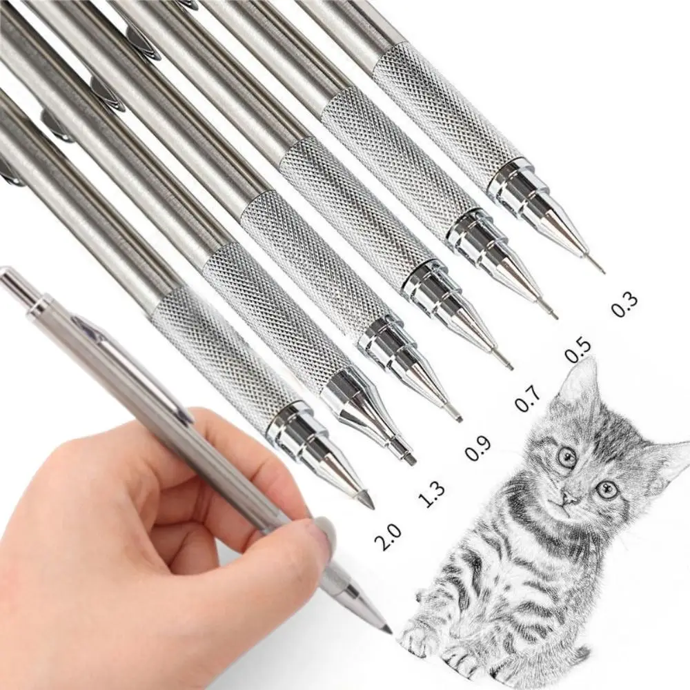 

0.3/0.5/0.7/0.9/1.3/2.0/3.0MM Mechanical Pencil Drawing Writing Tool Sketch Comics Design Automatic Pencil Metal