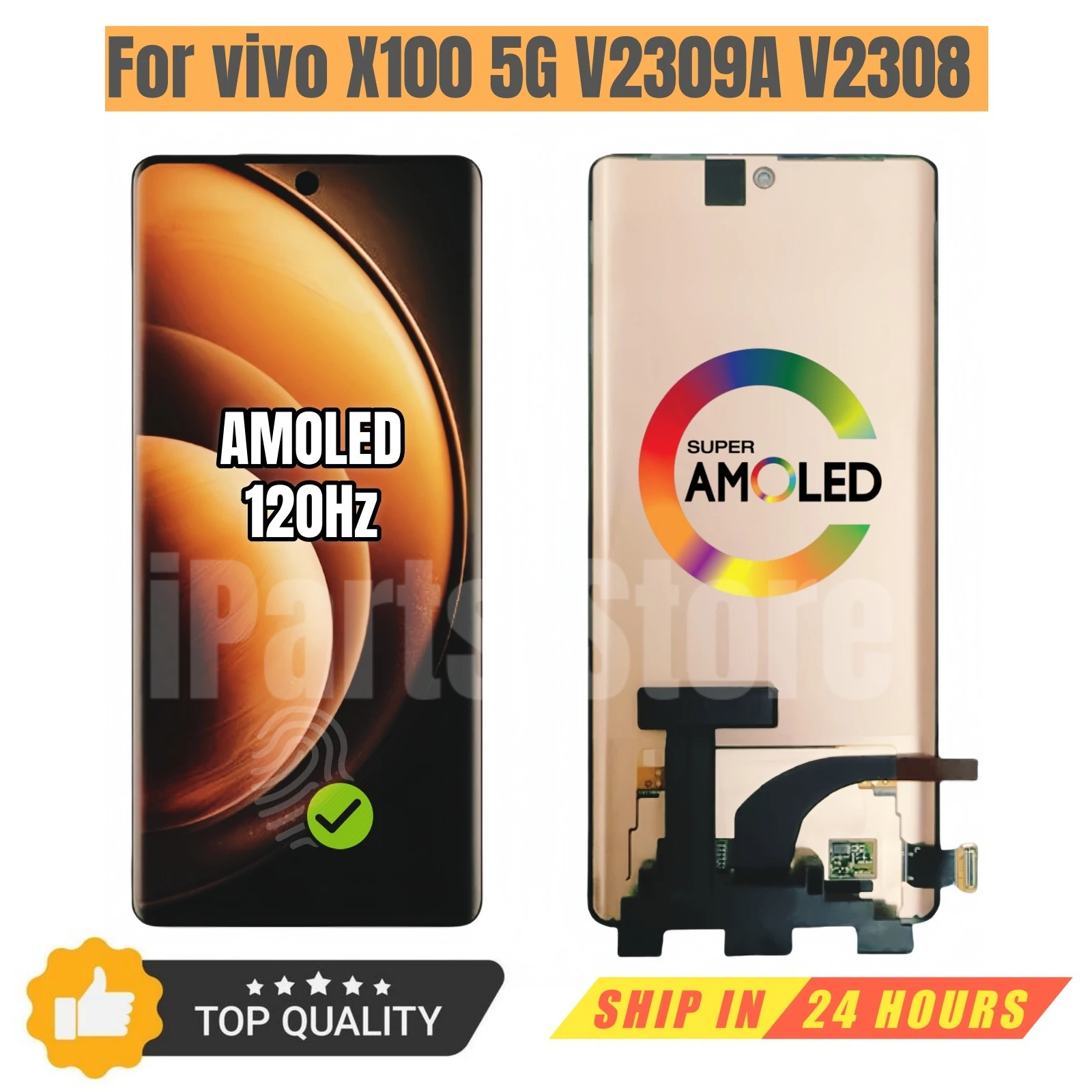 

iParts Replacement New Display for vivo X100 5G V2309A V2308 120Hz AMOLED Touch Screen Digitizer Assembly OEM With Fingerprint