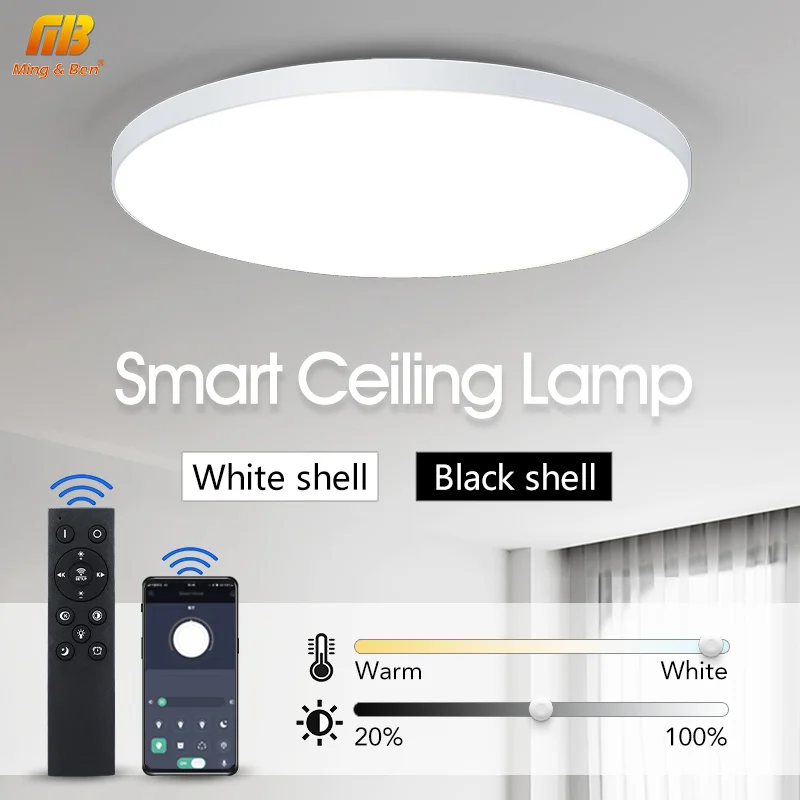 Moisture Proof Ceiling Light Smart LED Lamp 36W 50W APP Remote Control Dimming WIFI Bluetooth Home Interior Decoration Bathroom